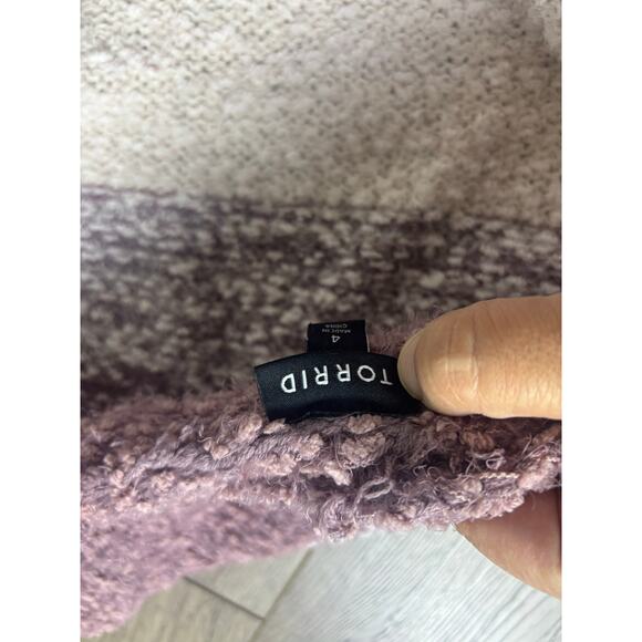 Torrid 4 Cozy Boucle Knit Striped Open Front Cardigan Sweater Plus 26/28 - Picture 5 of 6